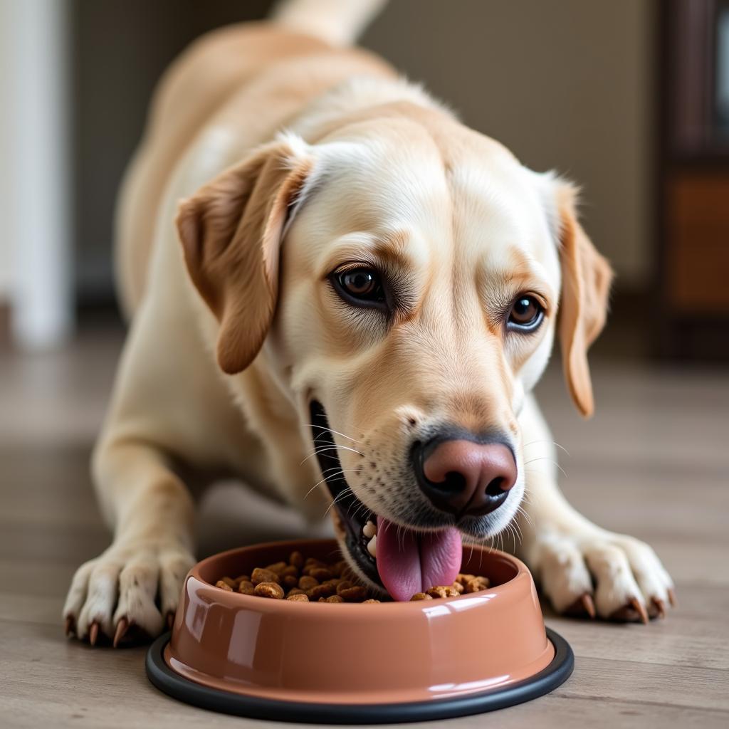 Senior Labrador Retriever Enjoying a Meal