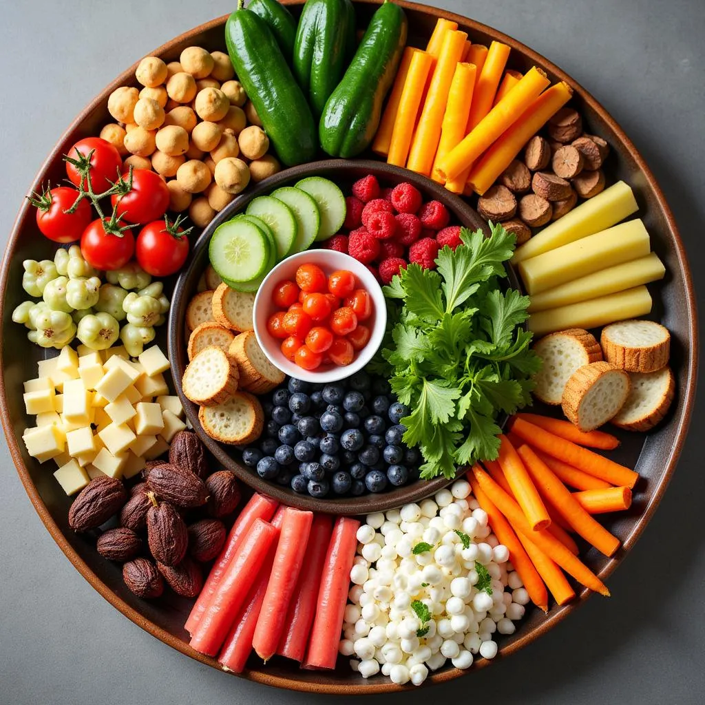 A colorful array of fresh fruits, vegetables, and whole grains