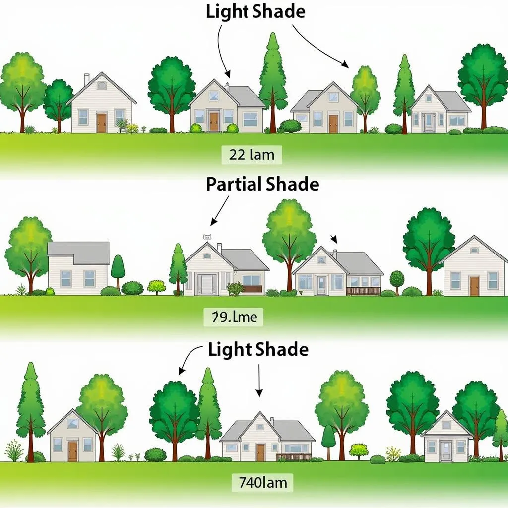 Different Shade Patterns in a Garden