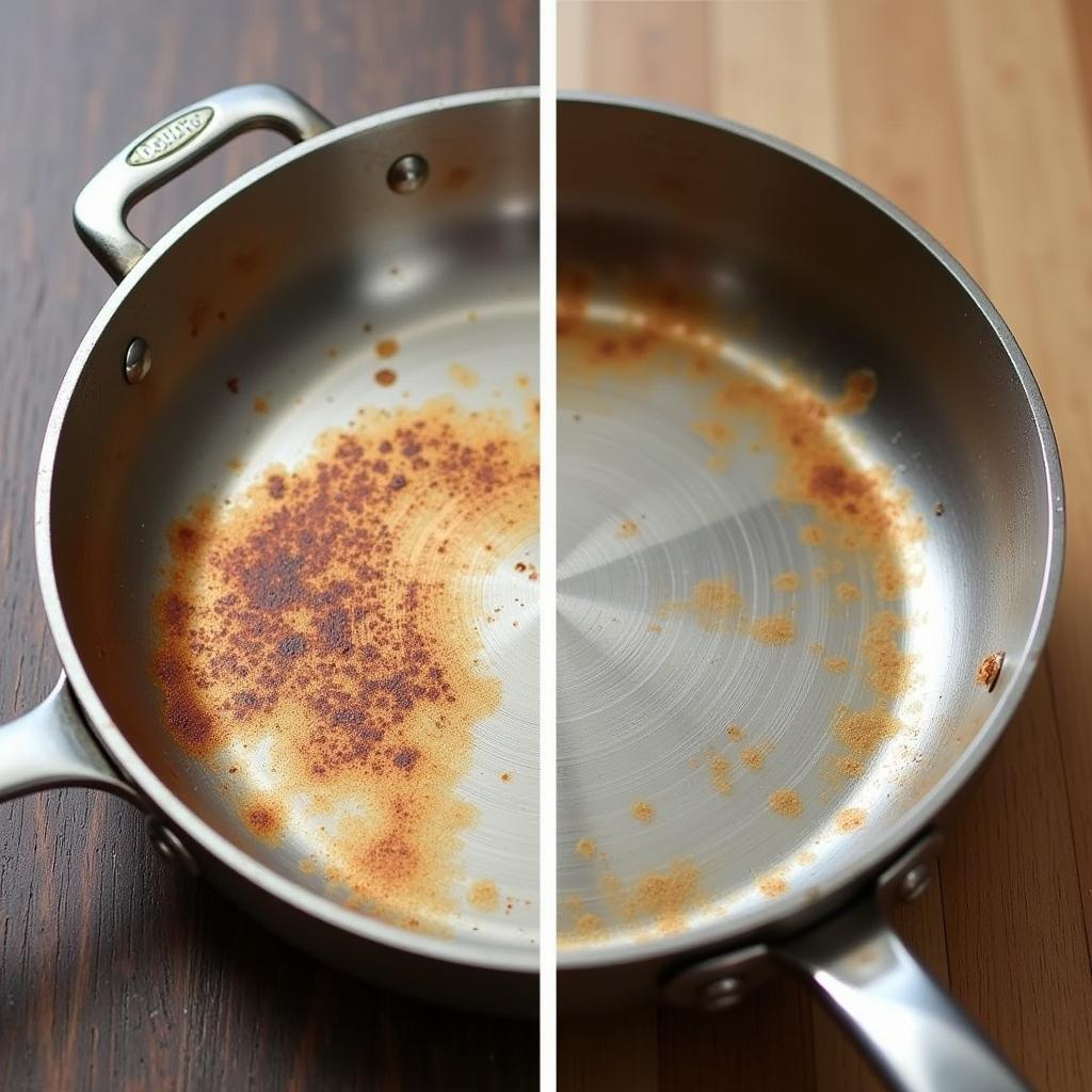 Shiny pots and pans after cleaning