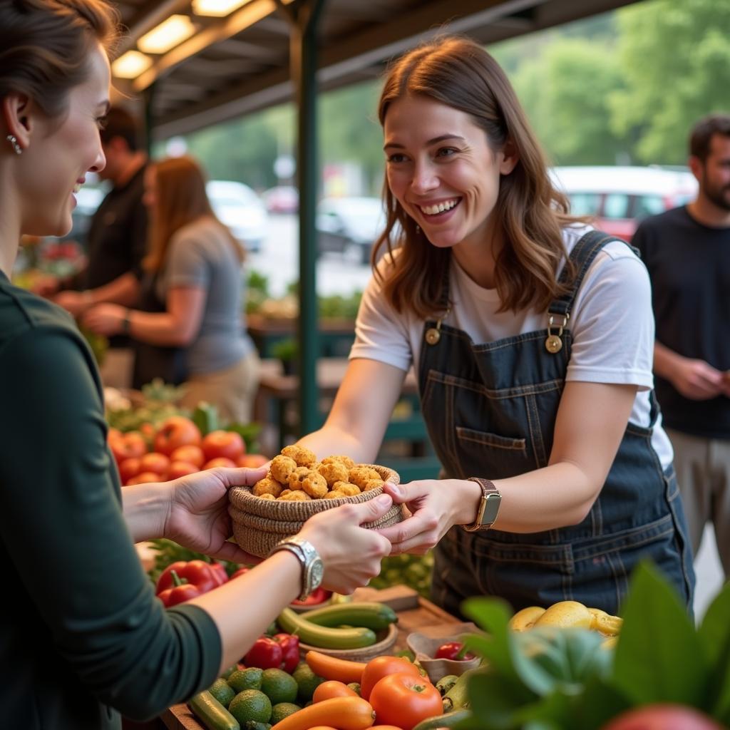 Shoppers and Vendors Interacting at 600 Food Center Drive