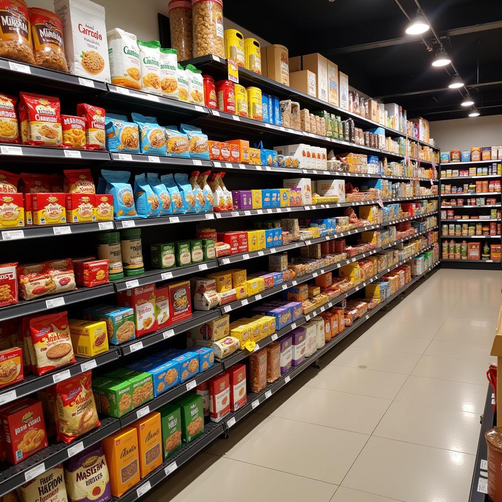 A variety of gluten-free products arranged on supermarket shelves in Spain