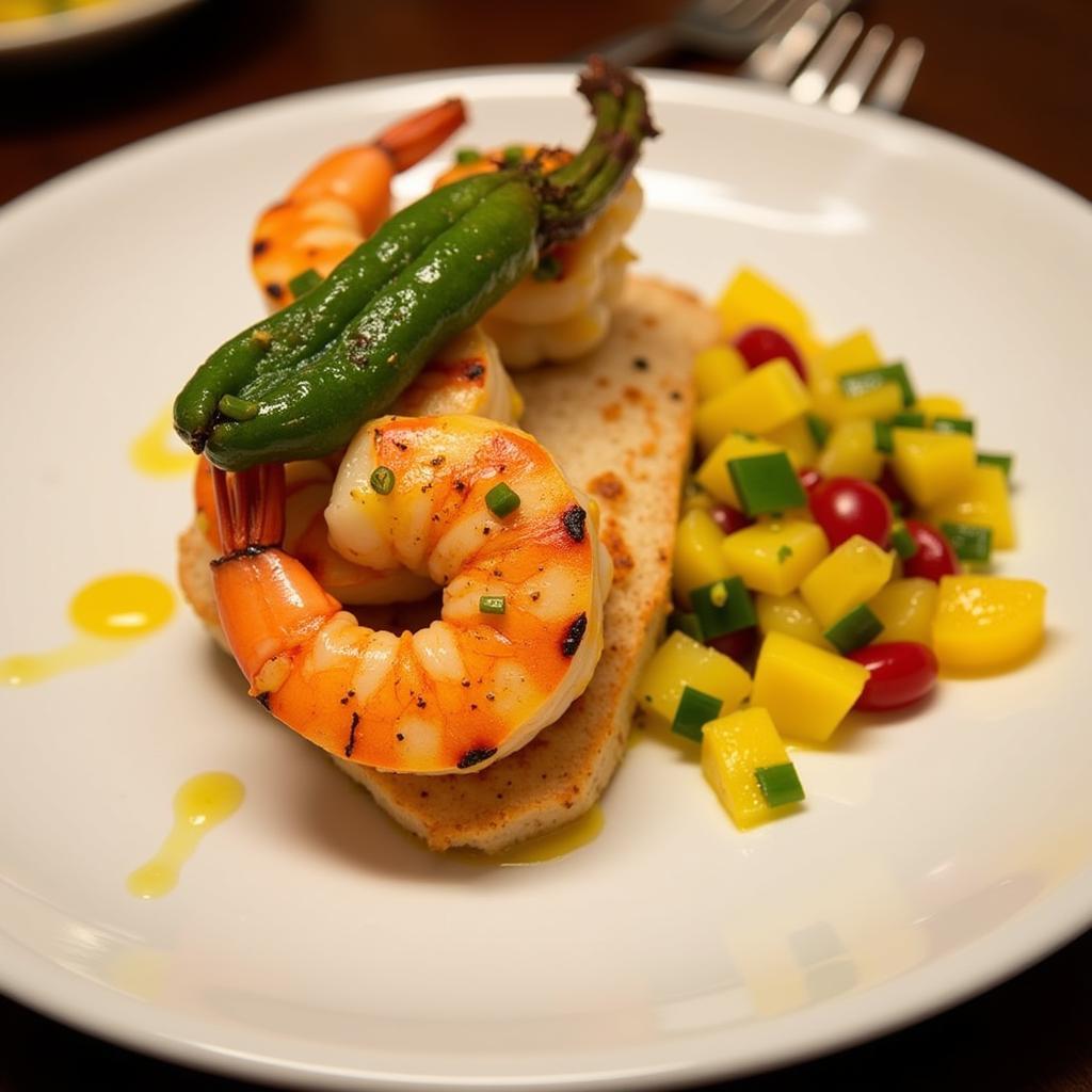 Signature Lemongrass Prawns with Mango Salsa