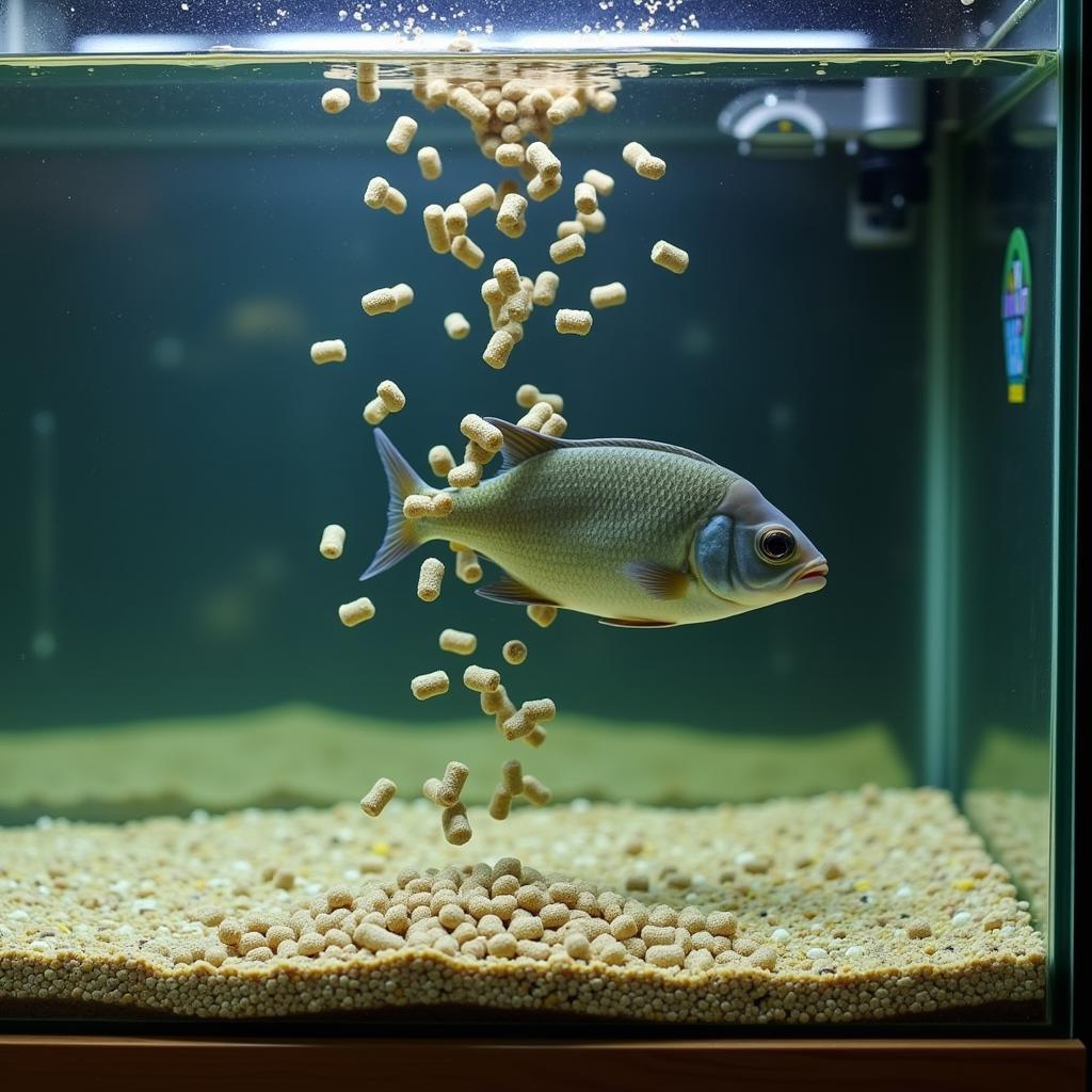 Aquarium Owner Observing Fish Eating Sinking Pellets