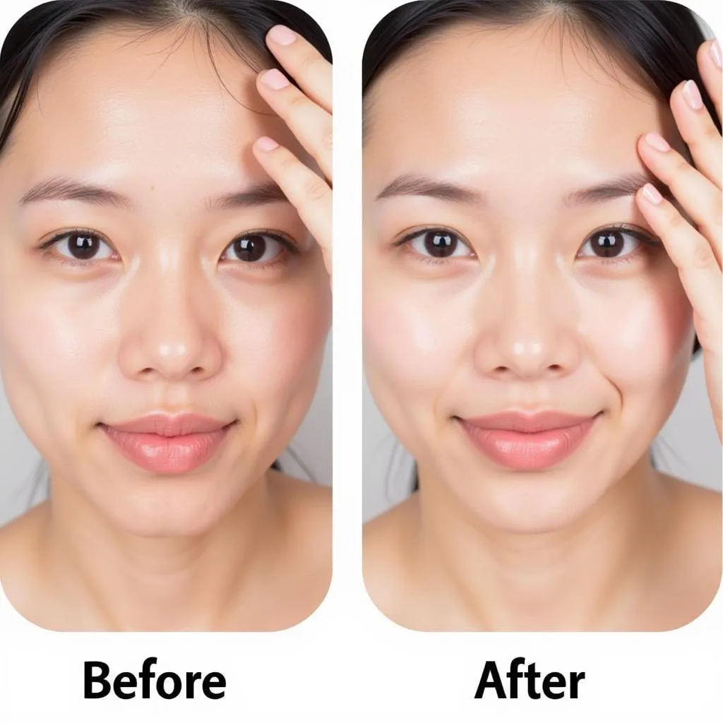 Comparison of skin texture before and after using Skin Food Egg White Pore Foam