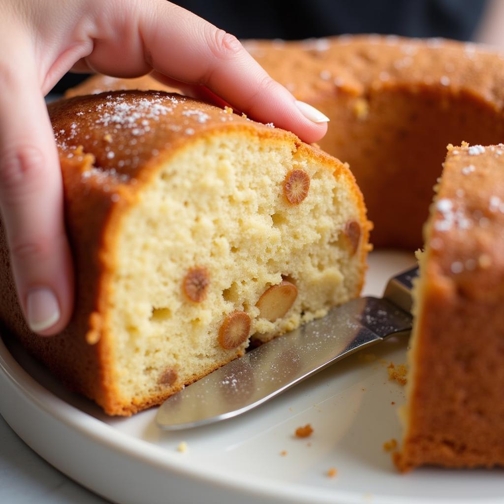 Slicing into a Perfectly Baked Angel Food Cake with Apples 