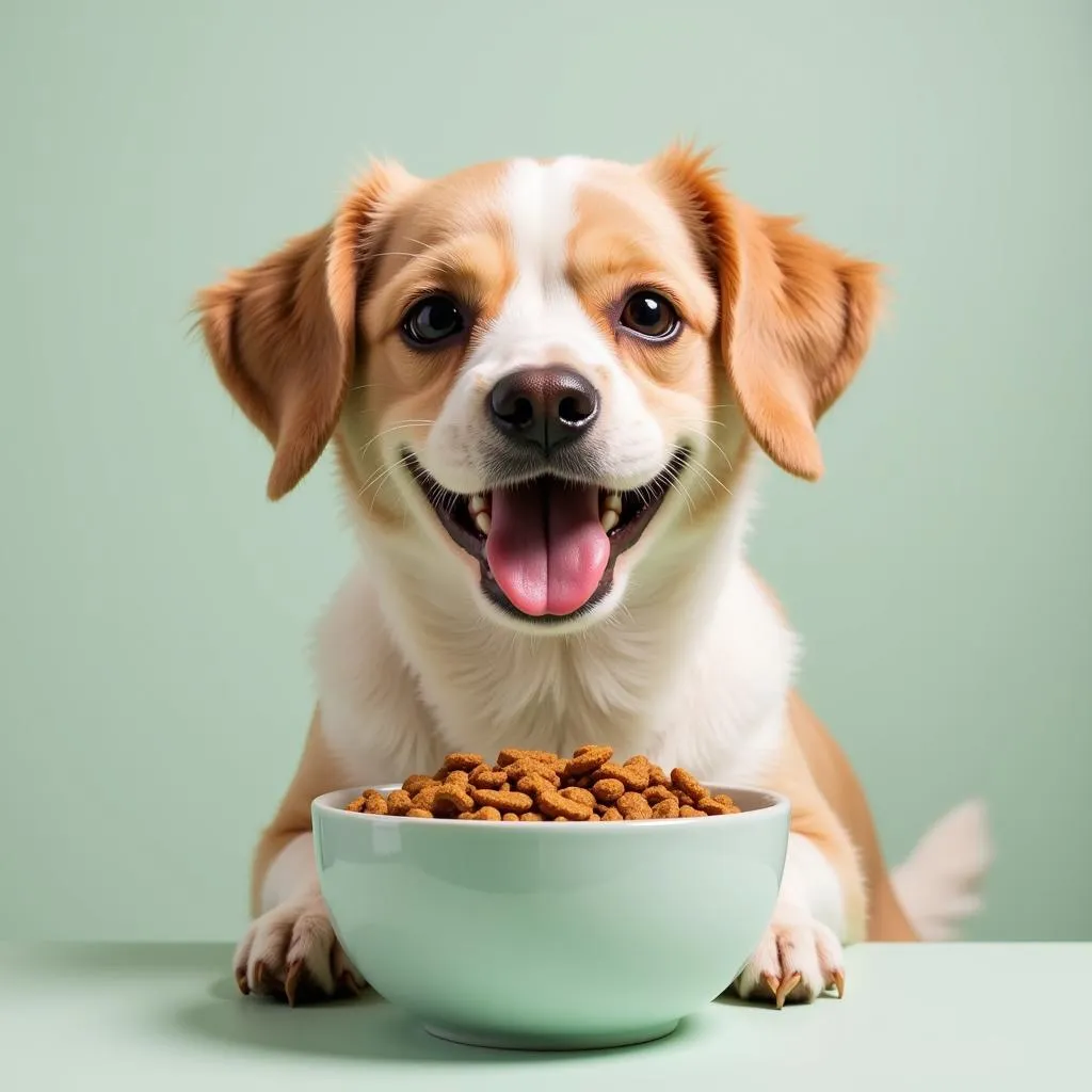 Small dog enjoying a bowl of wellness food