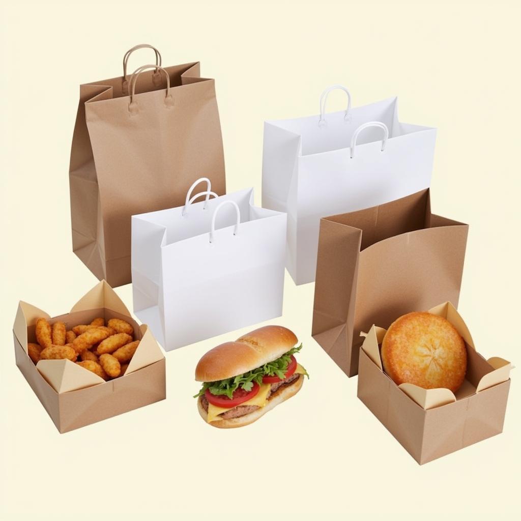 Variety of small paper bags for different food types