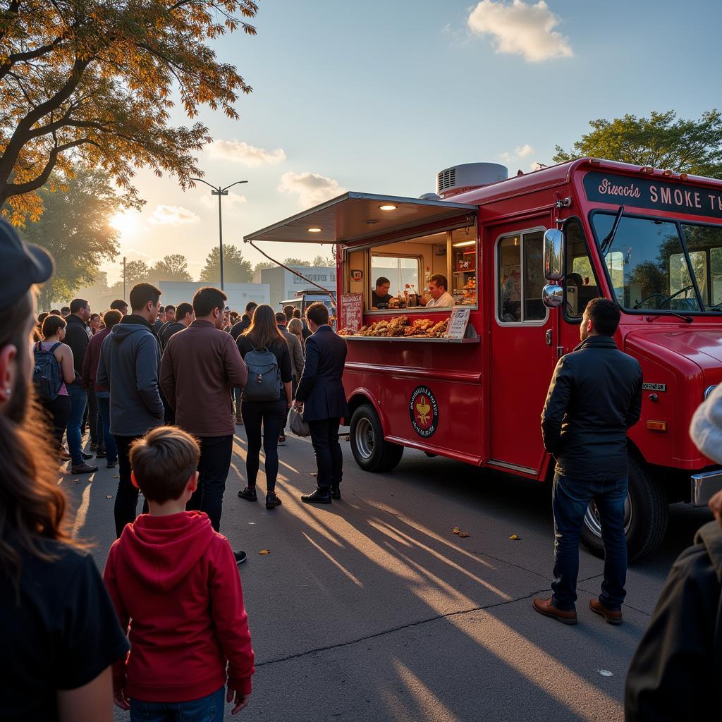 People queueing at a smoke this food truck