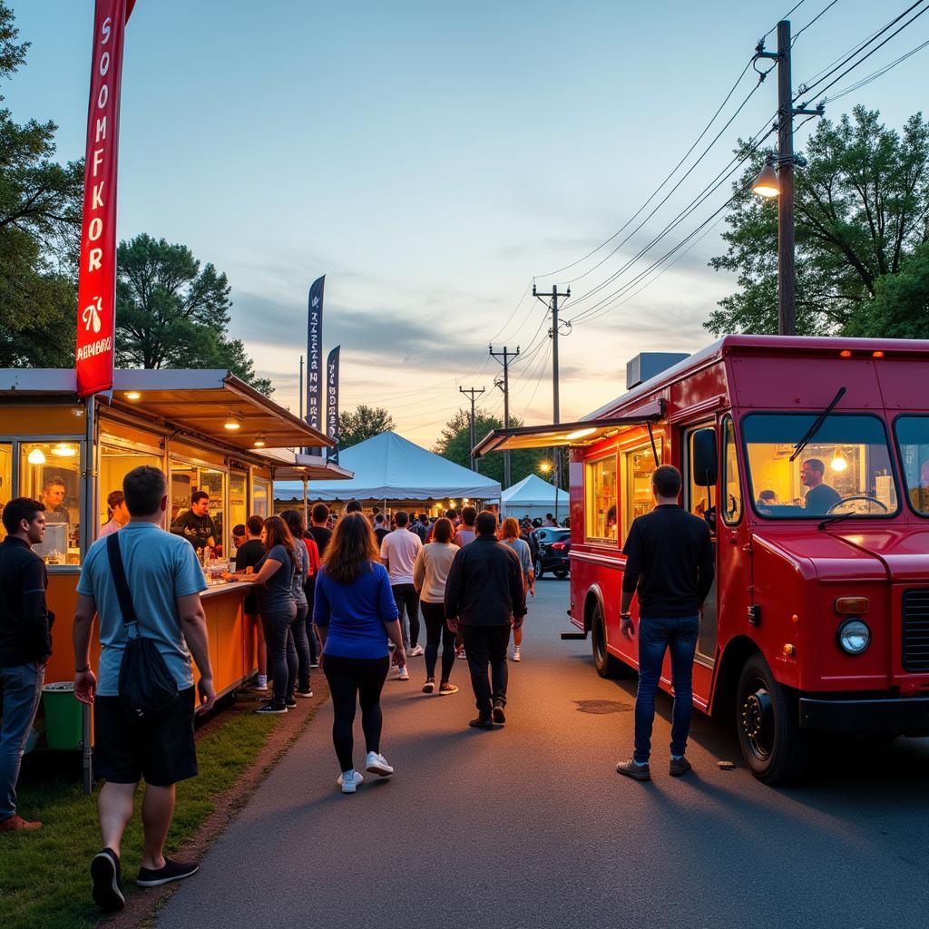 Smoker food truck serving customers at a bustling food festival