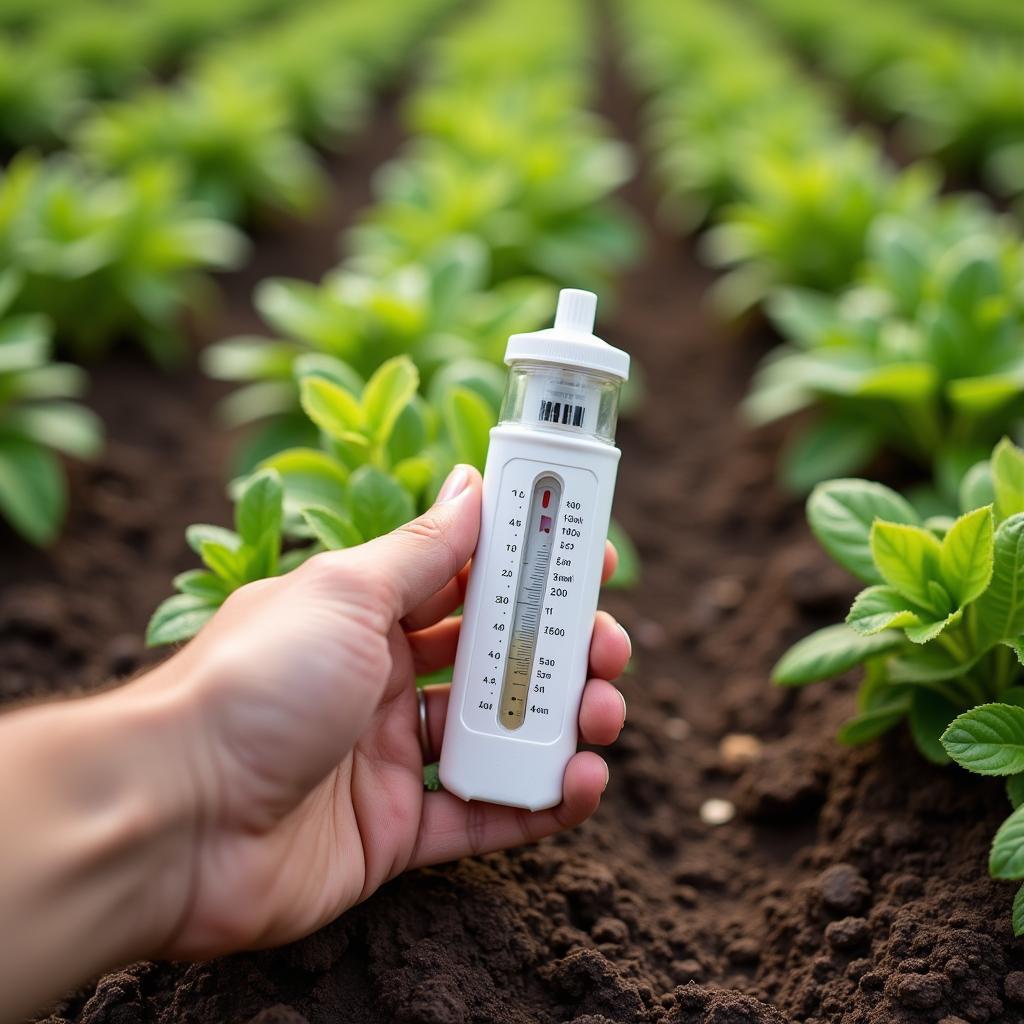 Using a soil test kit to assess the soil conditions in a food plot.