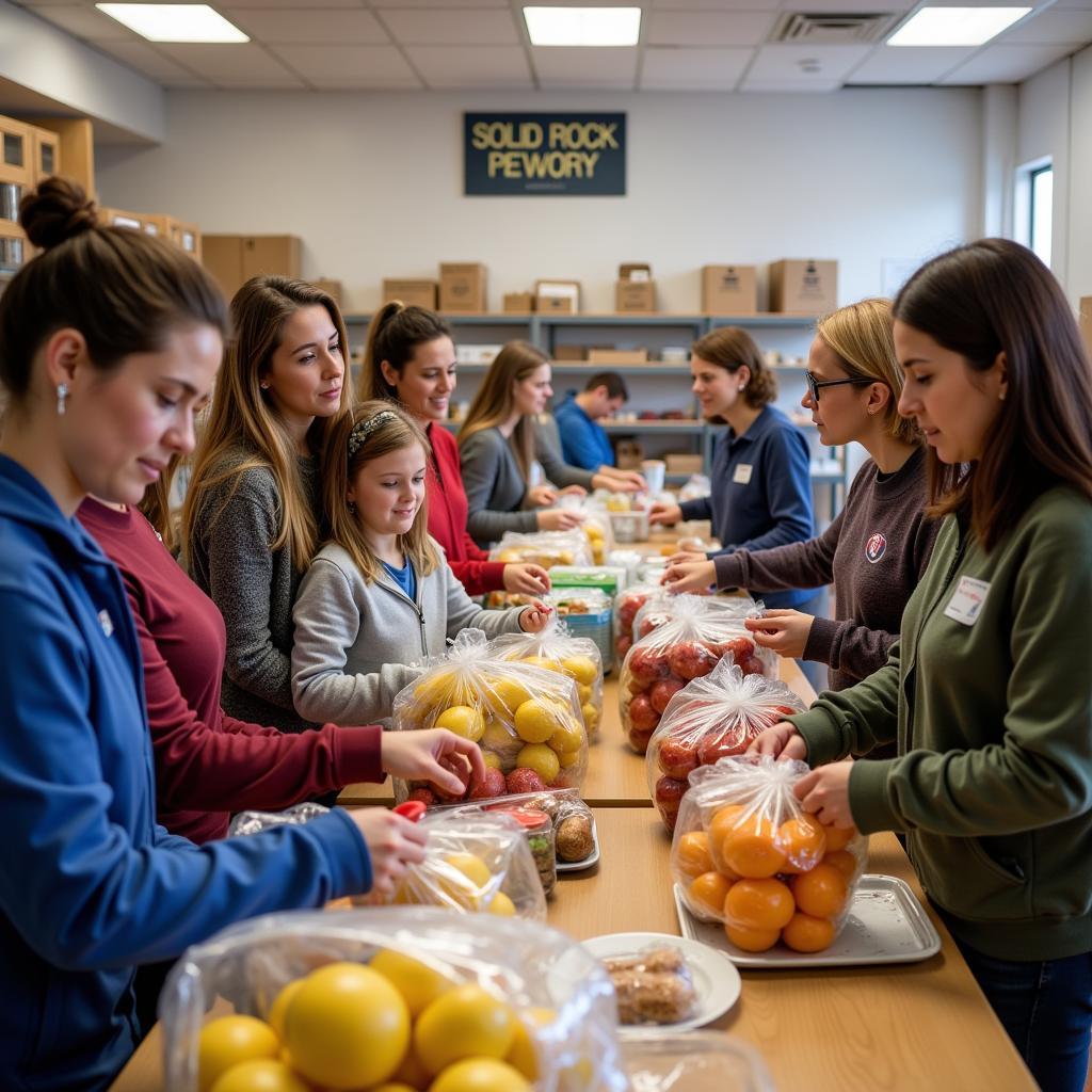 Clients Receiving Food at Solid Rock Food Pantry