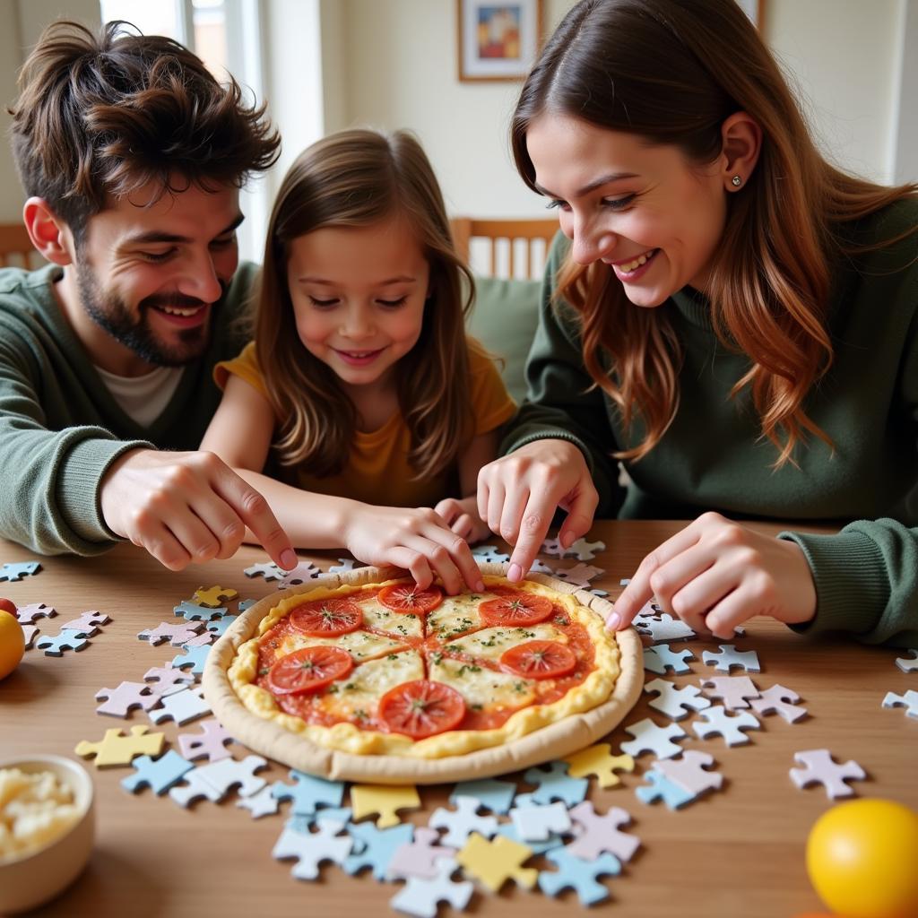 Family Enjoying a Food Jigsaw Puzzle