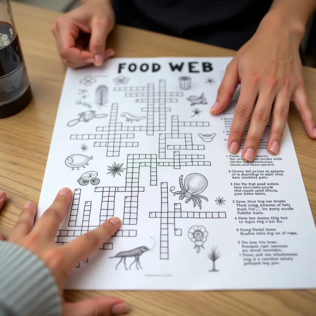 Image of a person solving a food web crossword