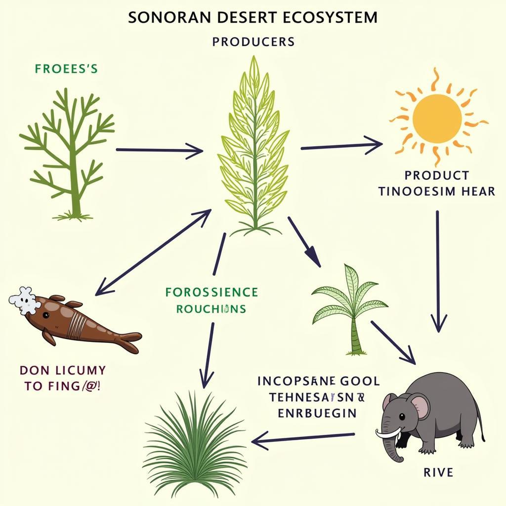 A simplified diagram illustrating the Sonoran Desert food web