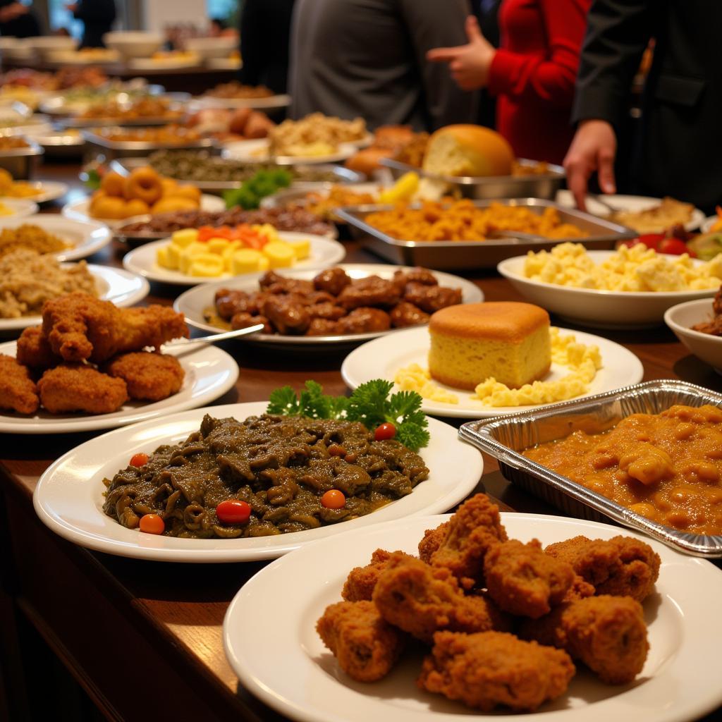 Soul food catering buffet spread