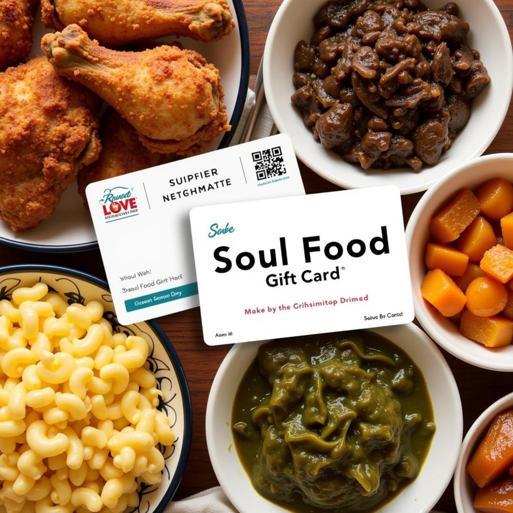 Soul Food Gift Card Presentation with Delicious Dishes