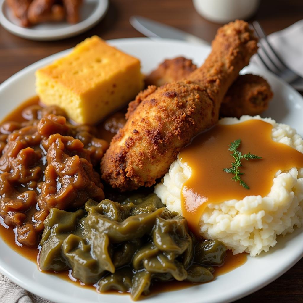 A plate piled high with Southern comfort food classics in Clinchfield