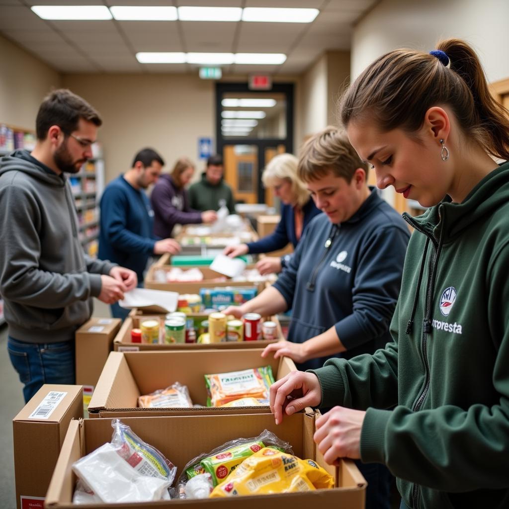 Sparta community members gathering food donations