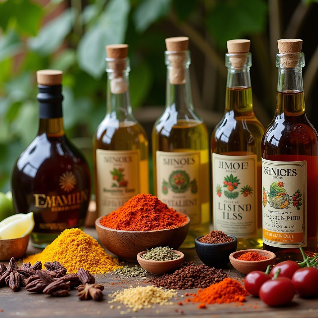 A selection of specialty food sundries for gourmet cooking.