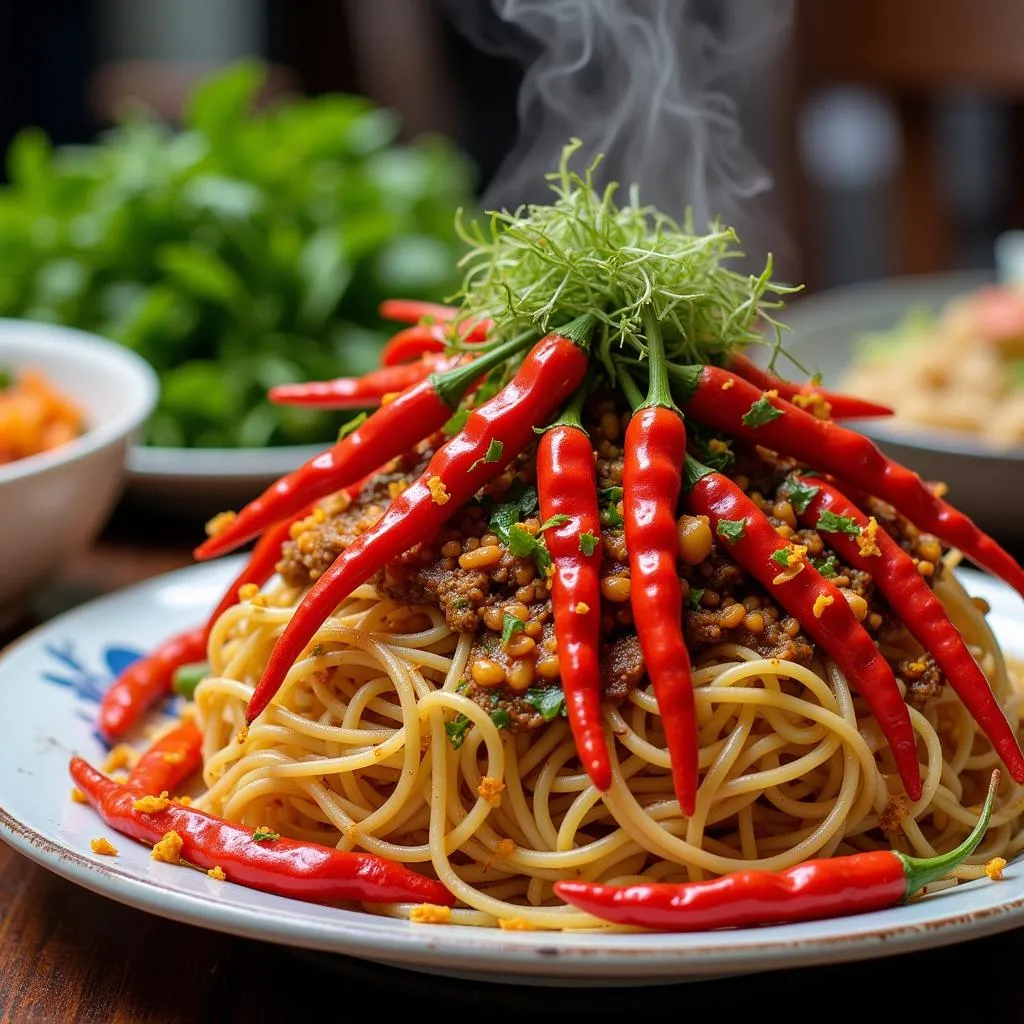 A plate of fiery Thai street food