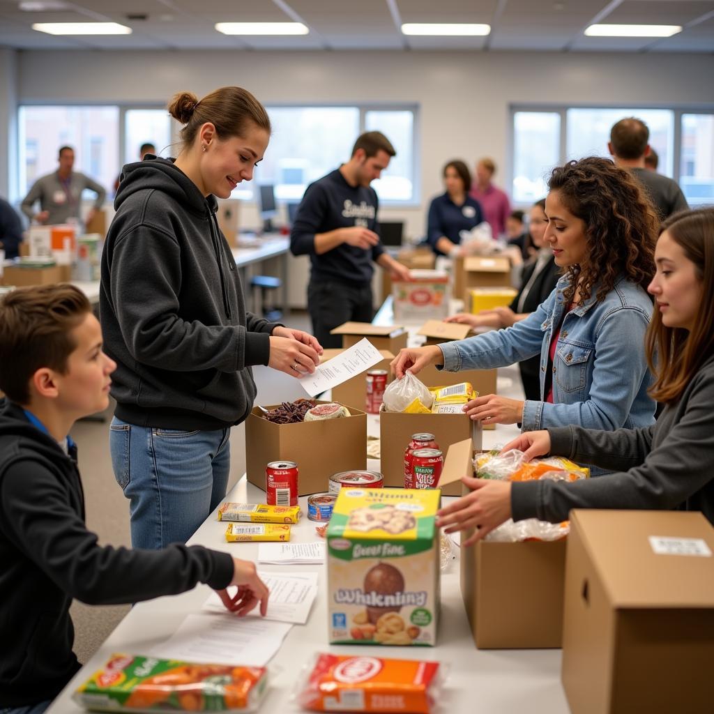 Volunteers at a Spring Hill food bank organizing donations.