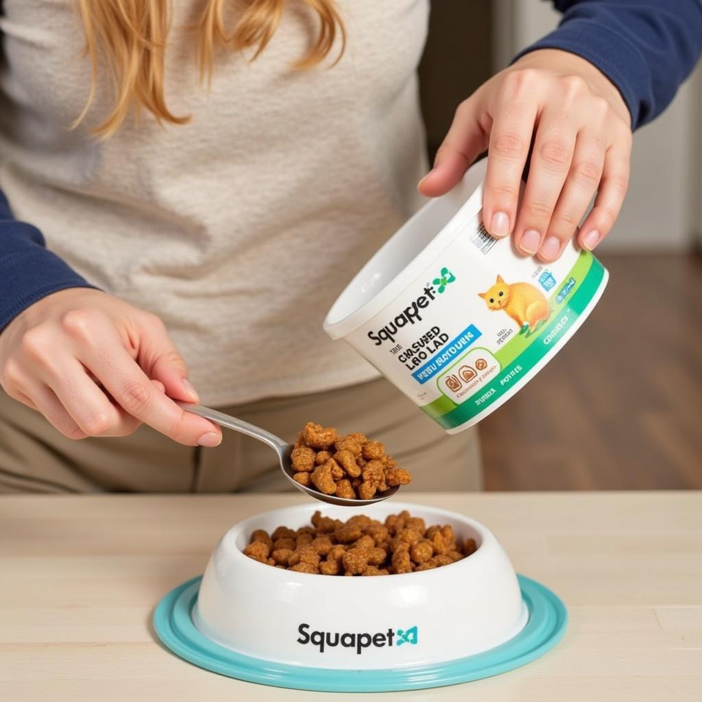 Preparing a Meal of Squarepet Cat Food