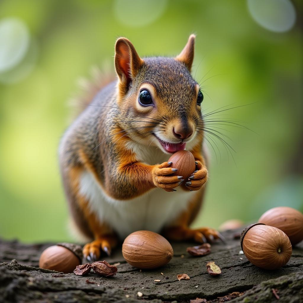 squirrel enjoying nuts