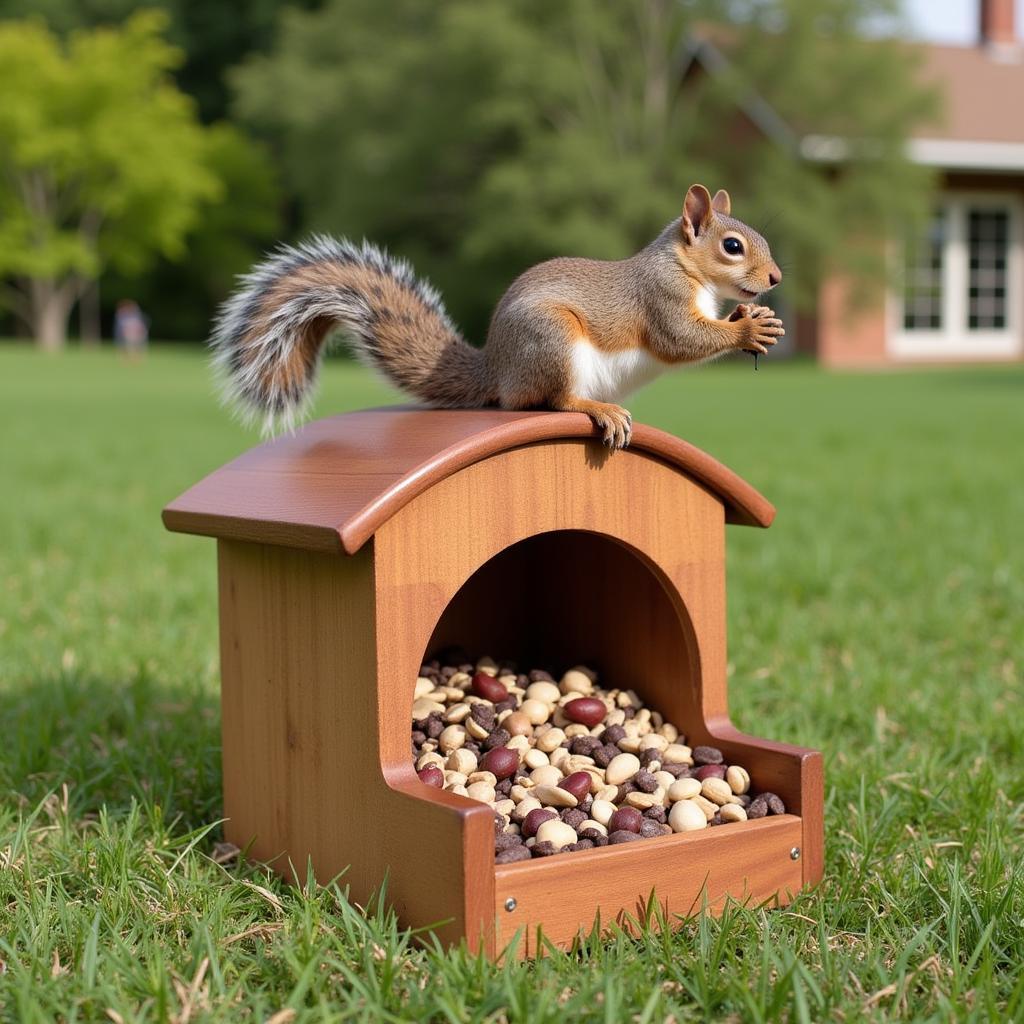 backyard squirrel feeding station