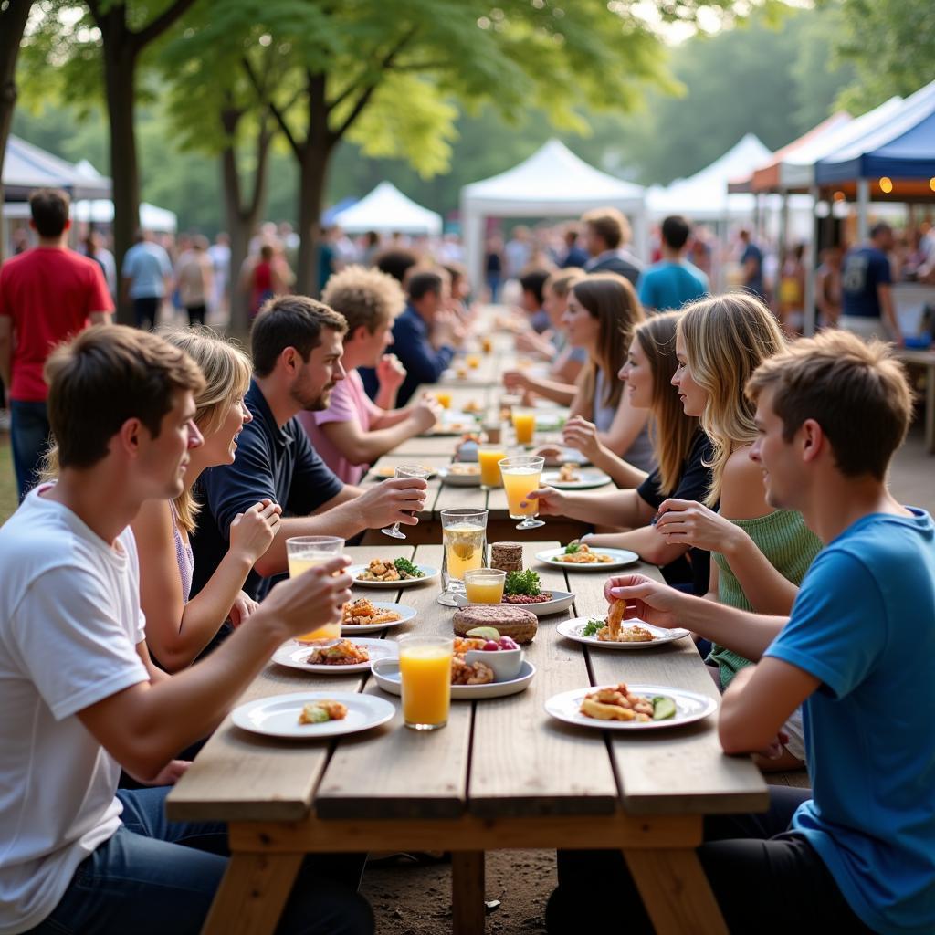 Families and friends enjoy food and drinks at the St. Louis Street Food Festival.