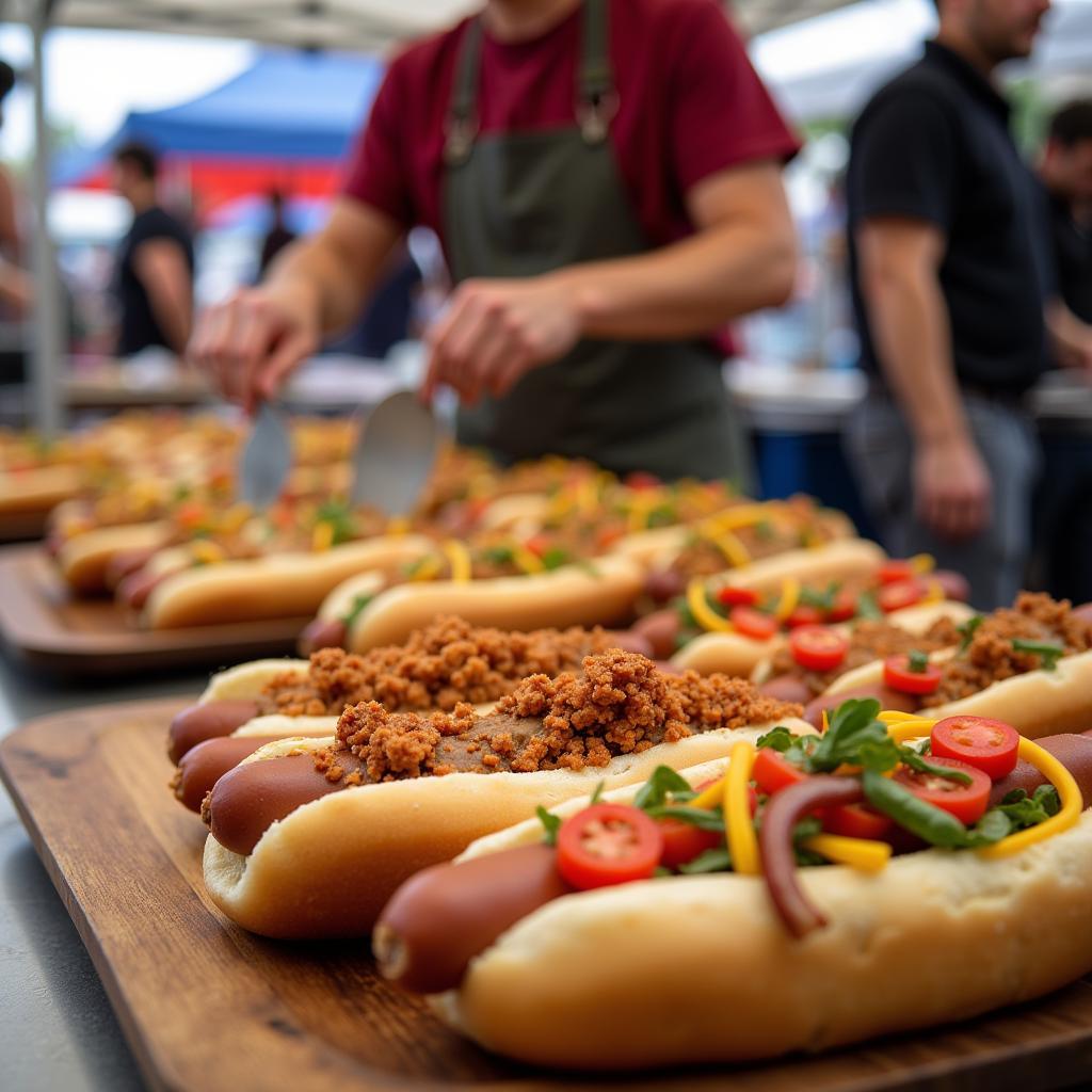 Gourmet hot dogs are a popular choice at the St. Louis Street Food Festival.