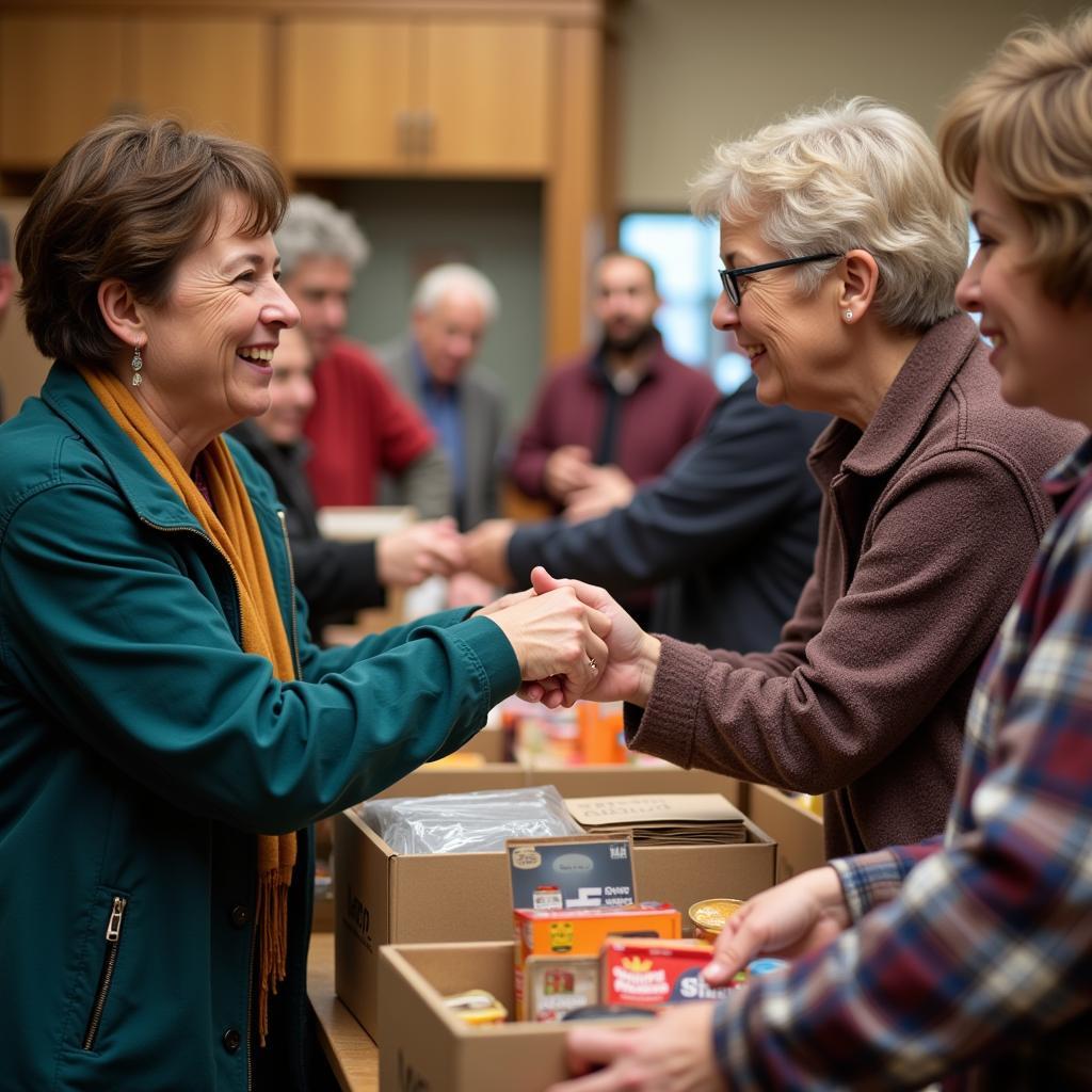 Community members gather at St. Martin's Food Pantry