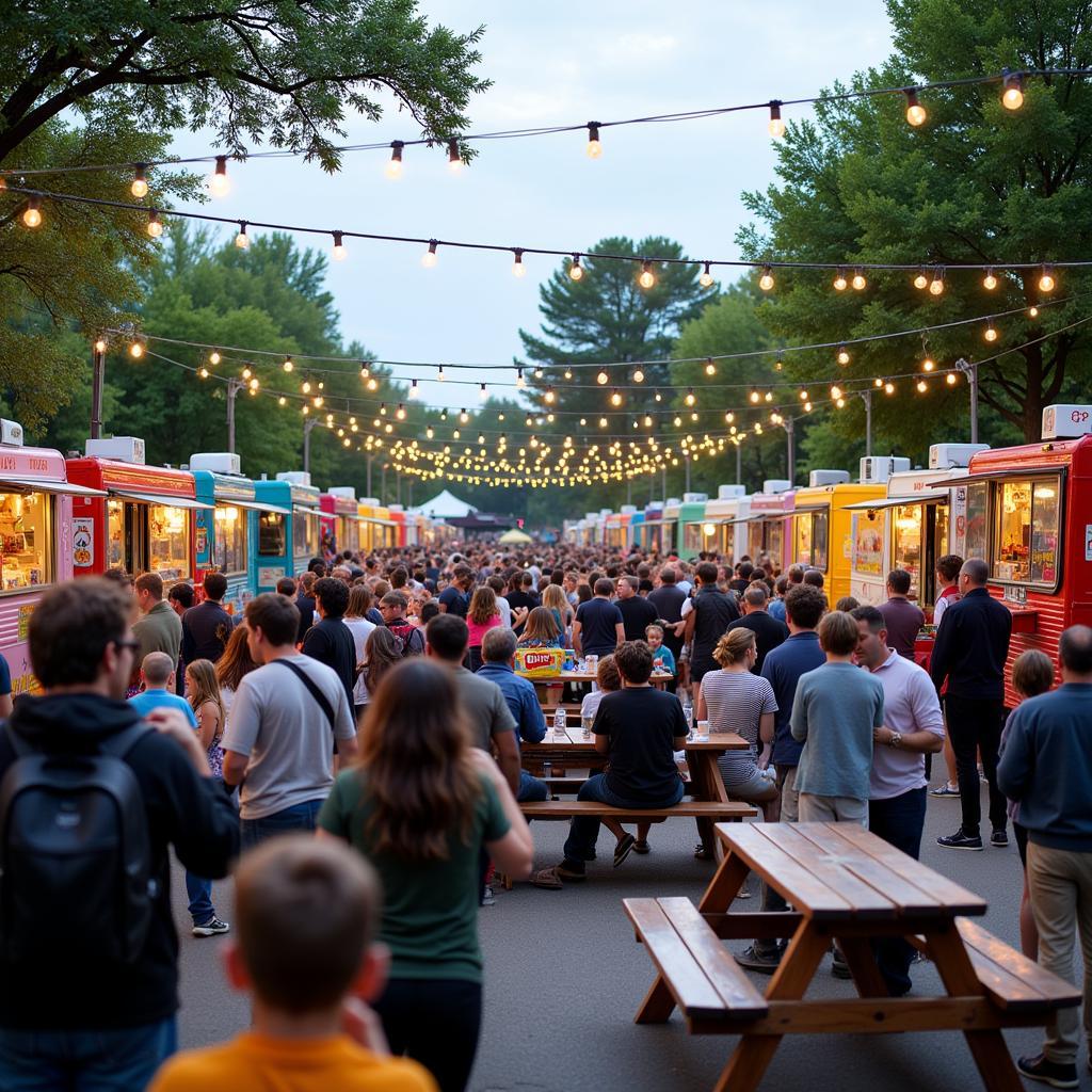 Vibrant Crowd at a St. Paul Food Truck Festival