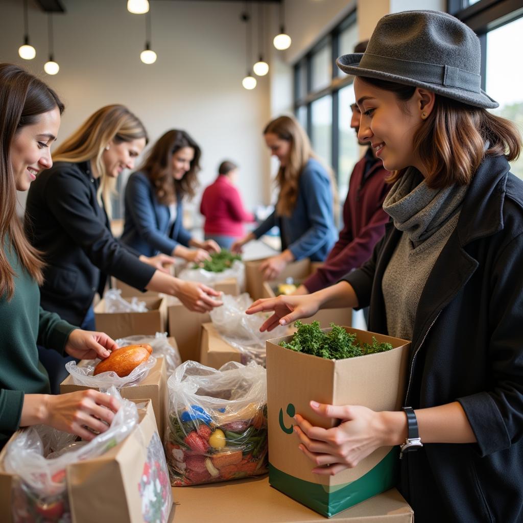 Distribution of food parcels at St. Vincent de Paul Food Bank