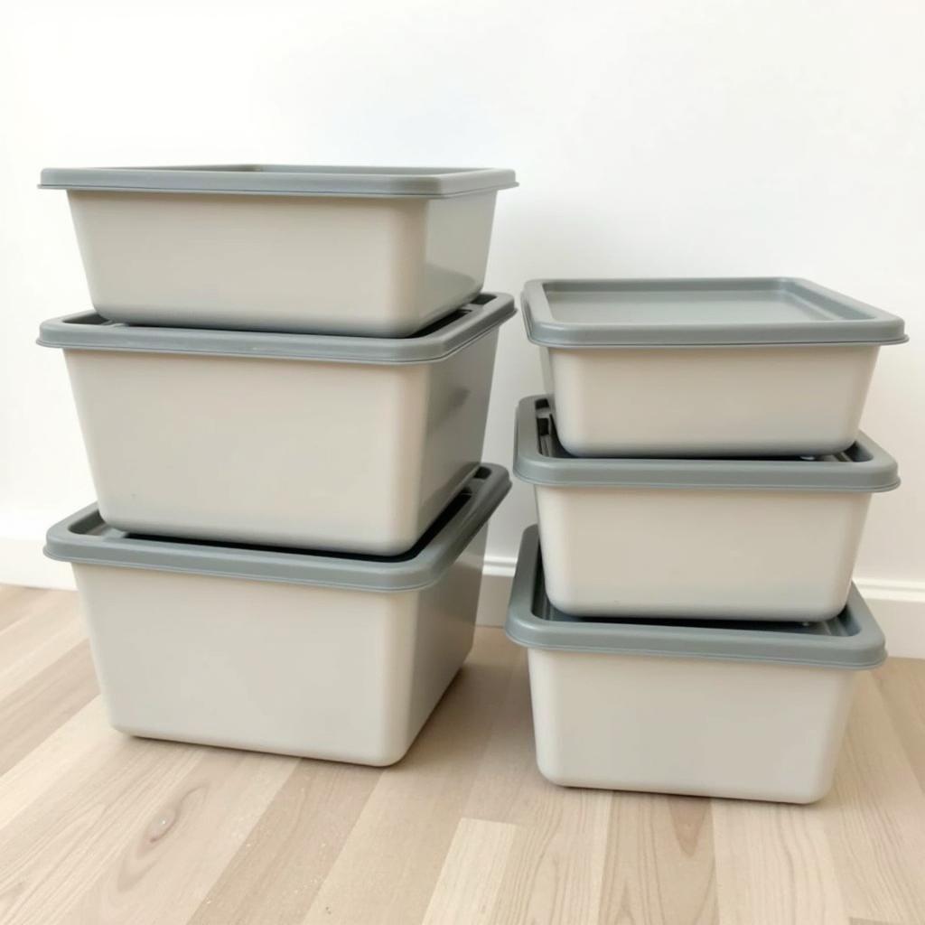 Stackable dog food containers in various sizes