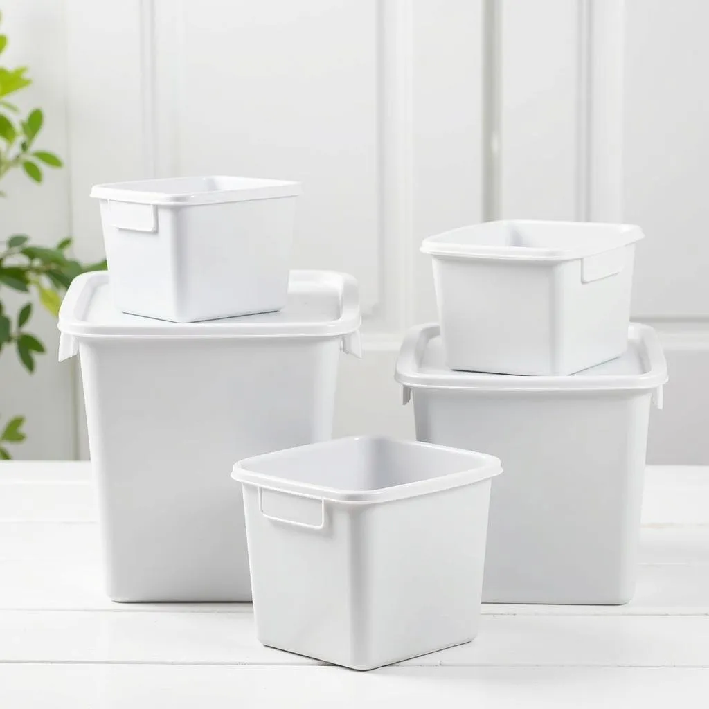 Stackable Square Plastic Containers in Various Sizes