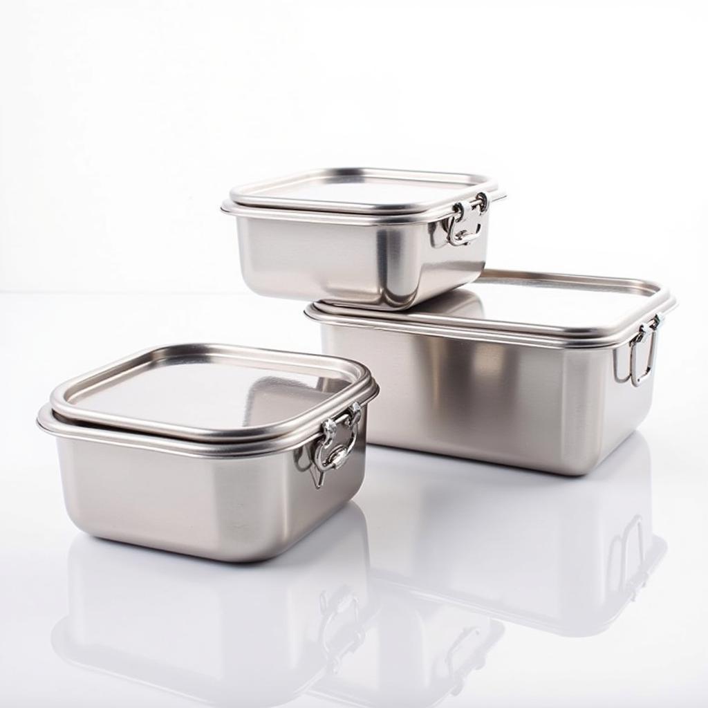 Set of stainless steel food containers