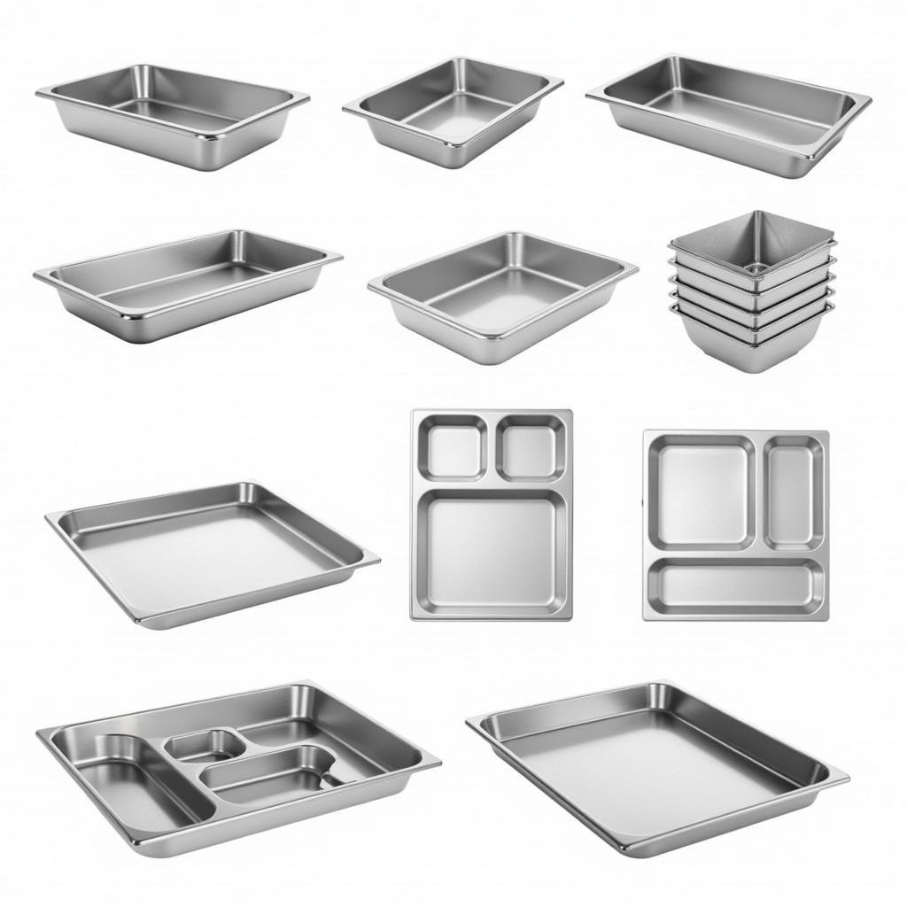 Variety of Stainless Steel Food Service Trays