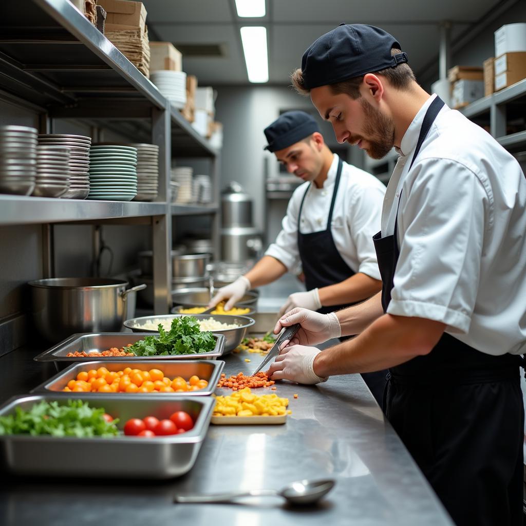 Stainless Steel Food Storage Containers in Commercial Kitchen