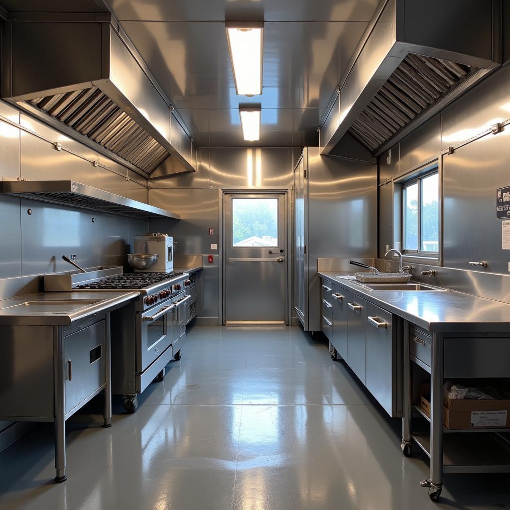 Stainless Steel Kitchen Equipment Inside Food Truck