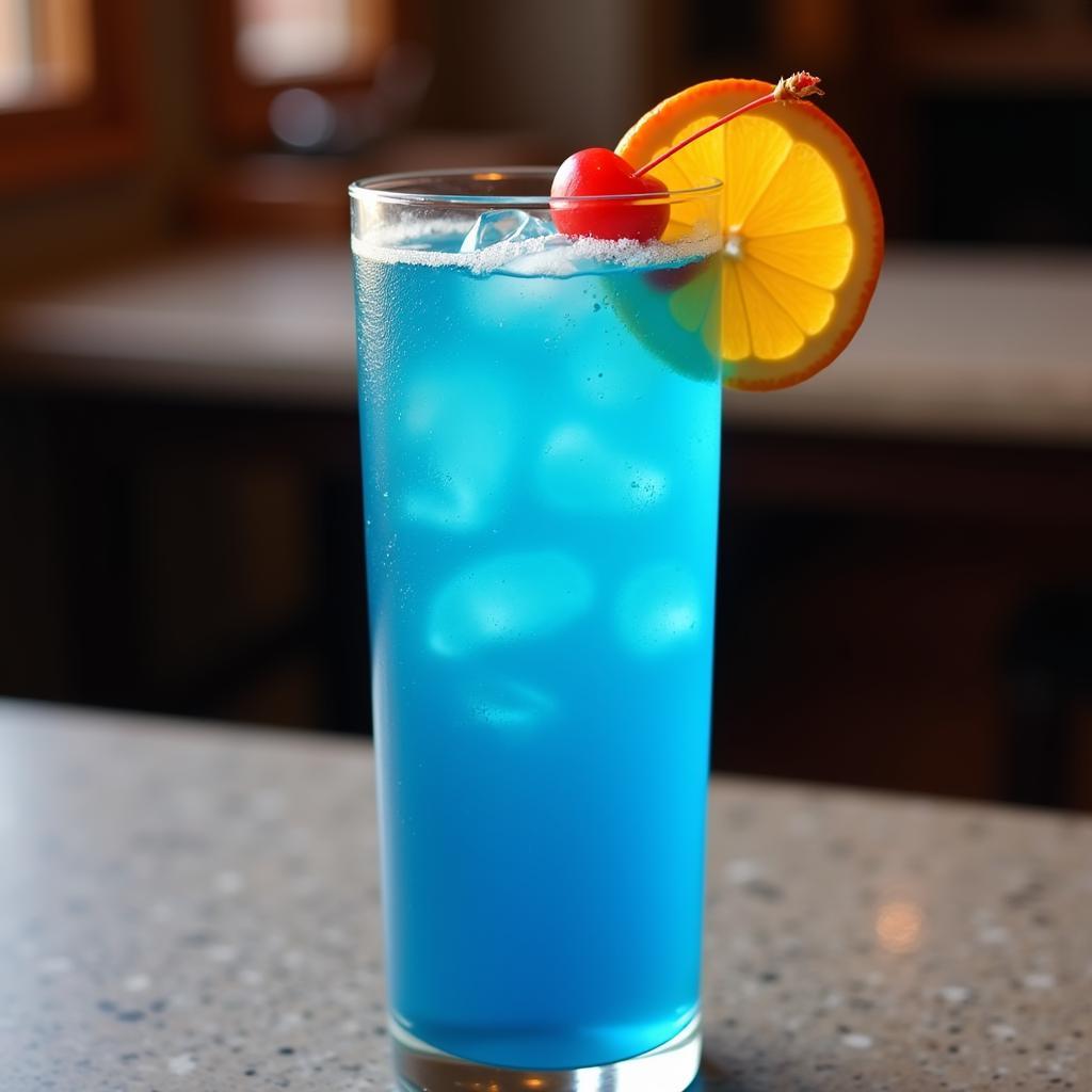 Blue cocktail with garnish