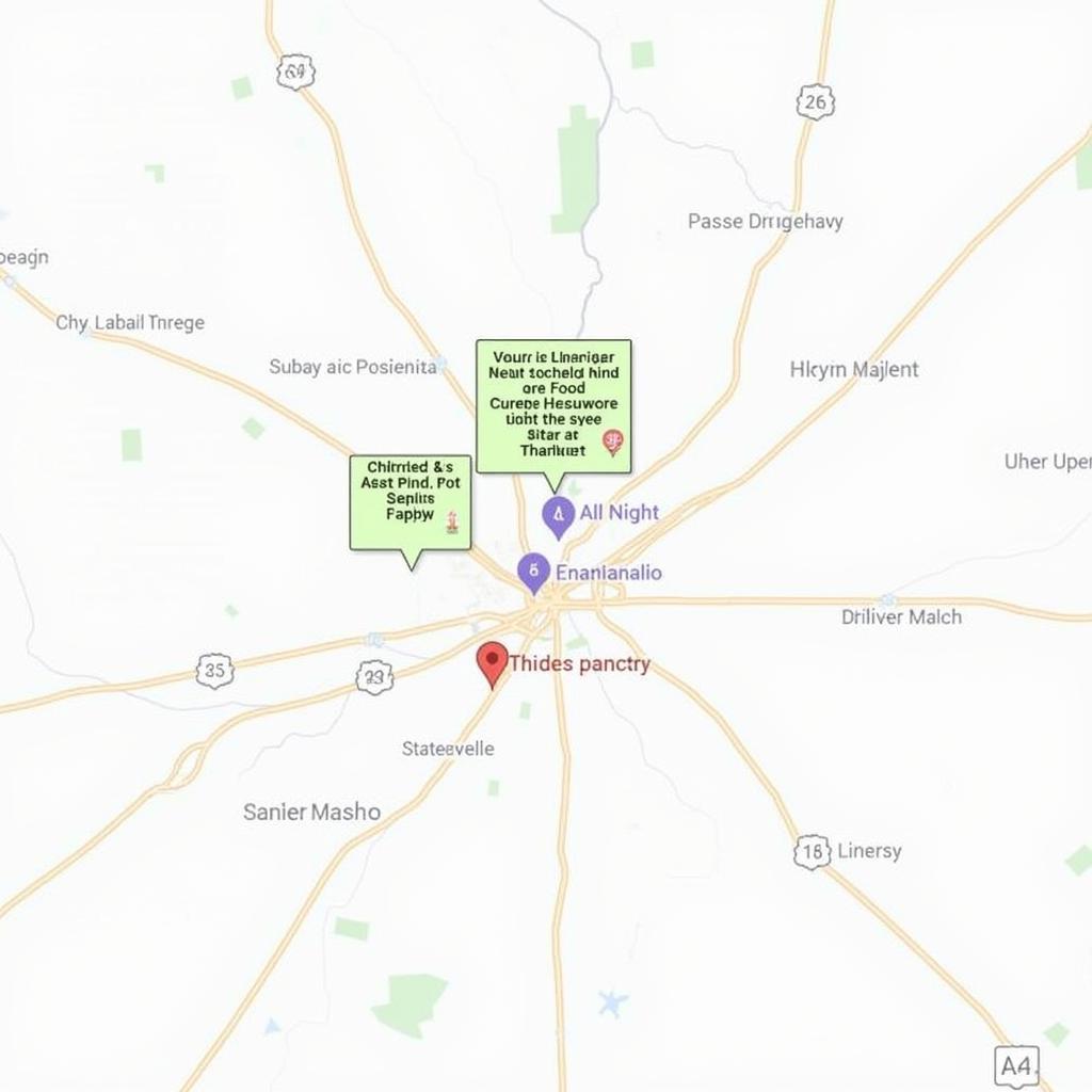 Map showing food pantry locations in Statesville NC