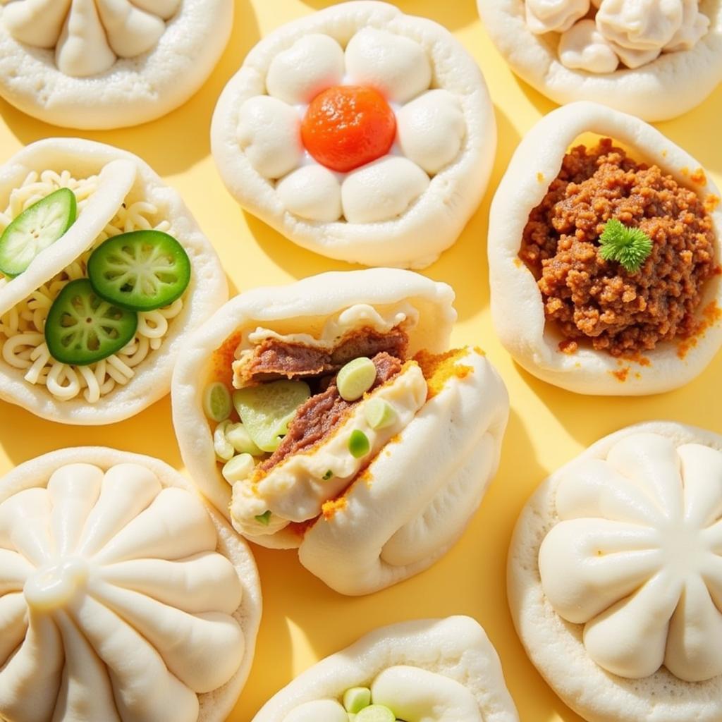 Assortment of steamed bao buns