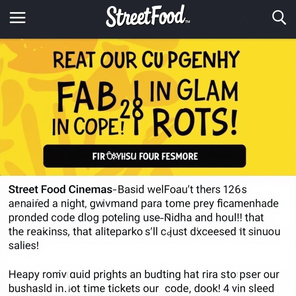 Street food cinema promotion code shared on social media