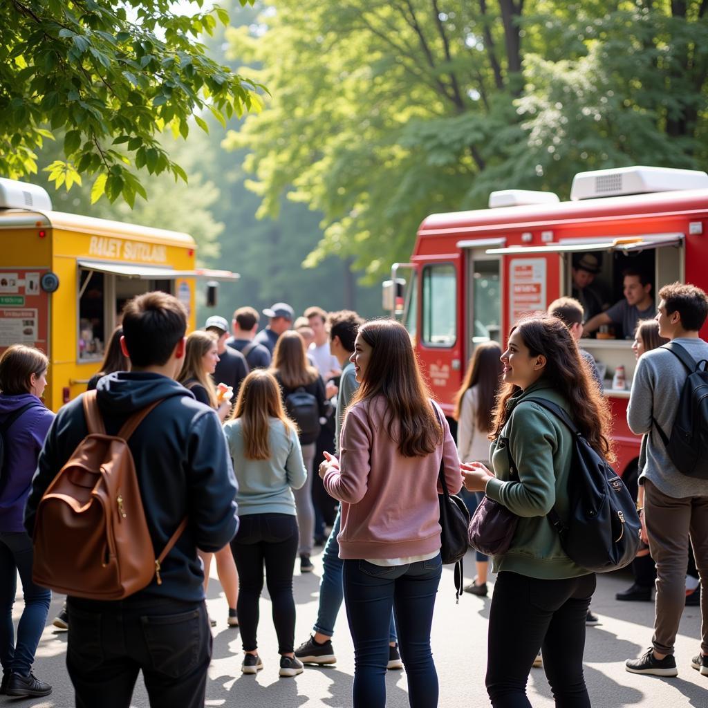 Students Enjoying Food Truck Fare