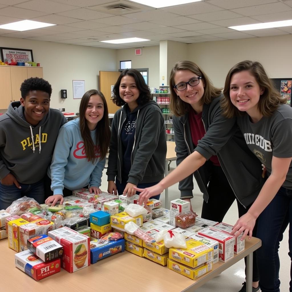 Students organizing food drive on campus