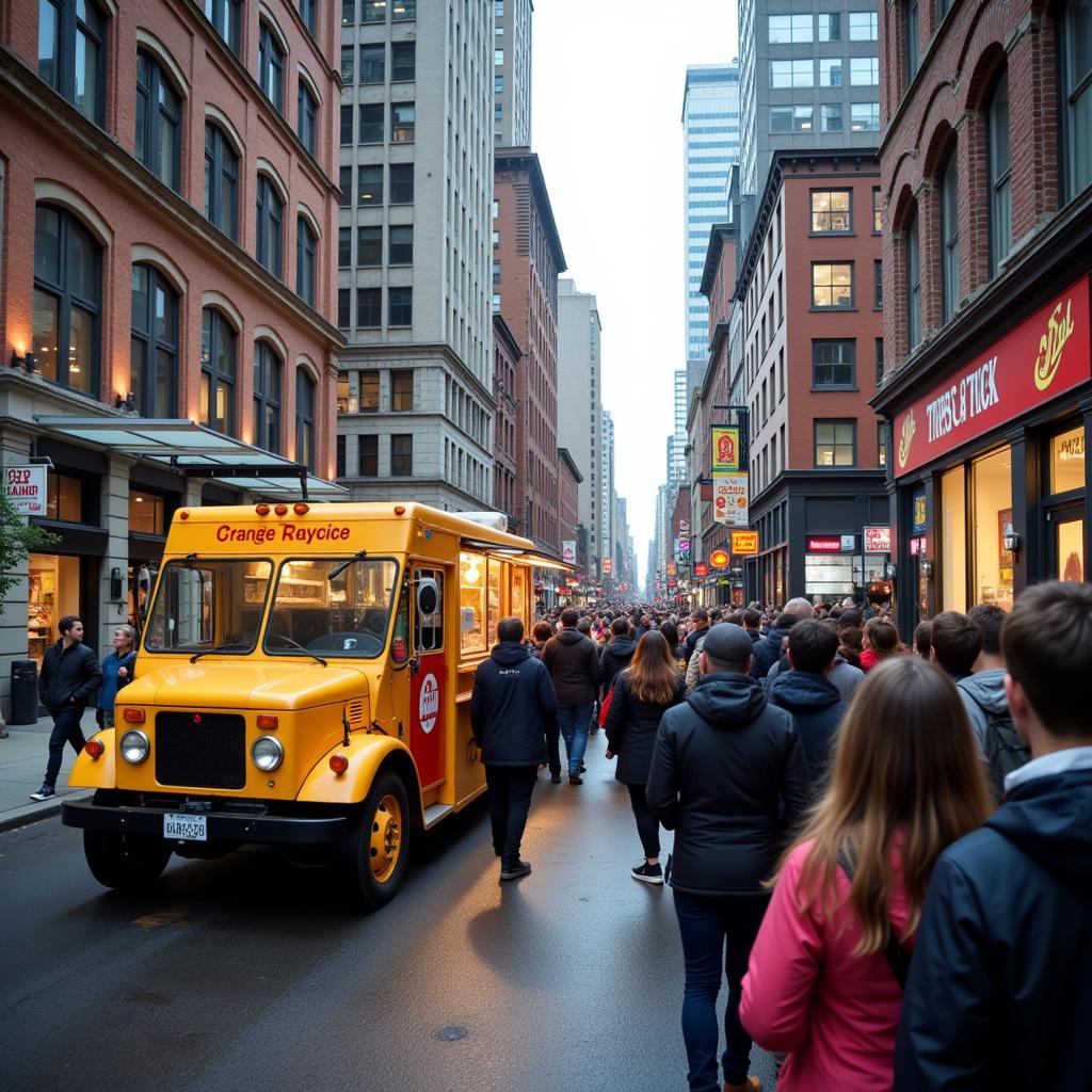 Successful Food Truck with Long Queue