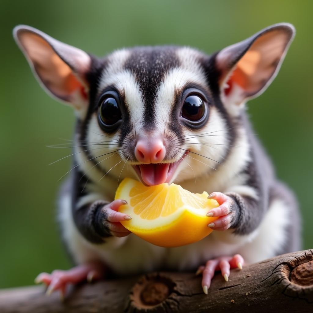 Sugar Glider Enjoying Fruity Delight