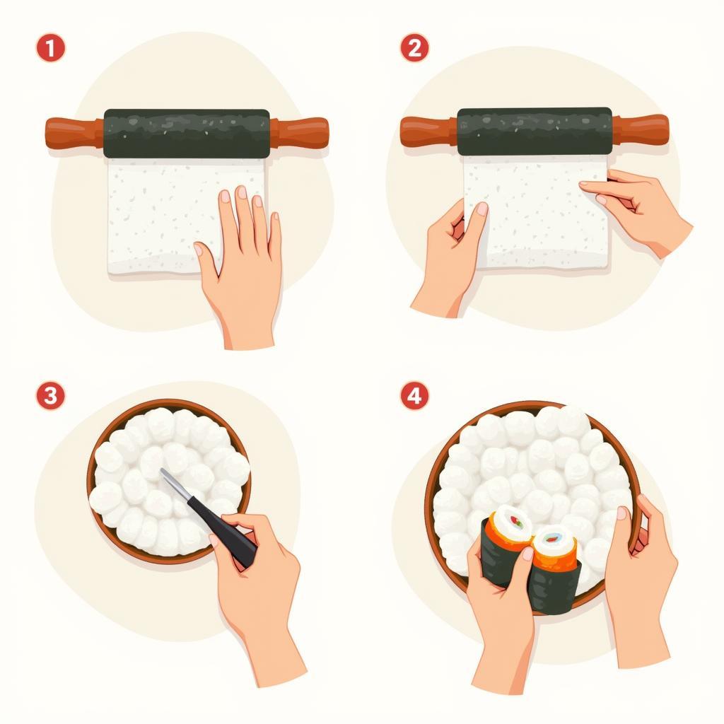 Using a sushi roller to make maki rolls