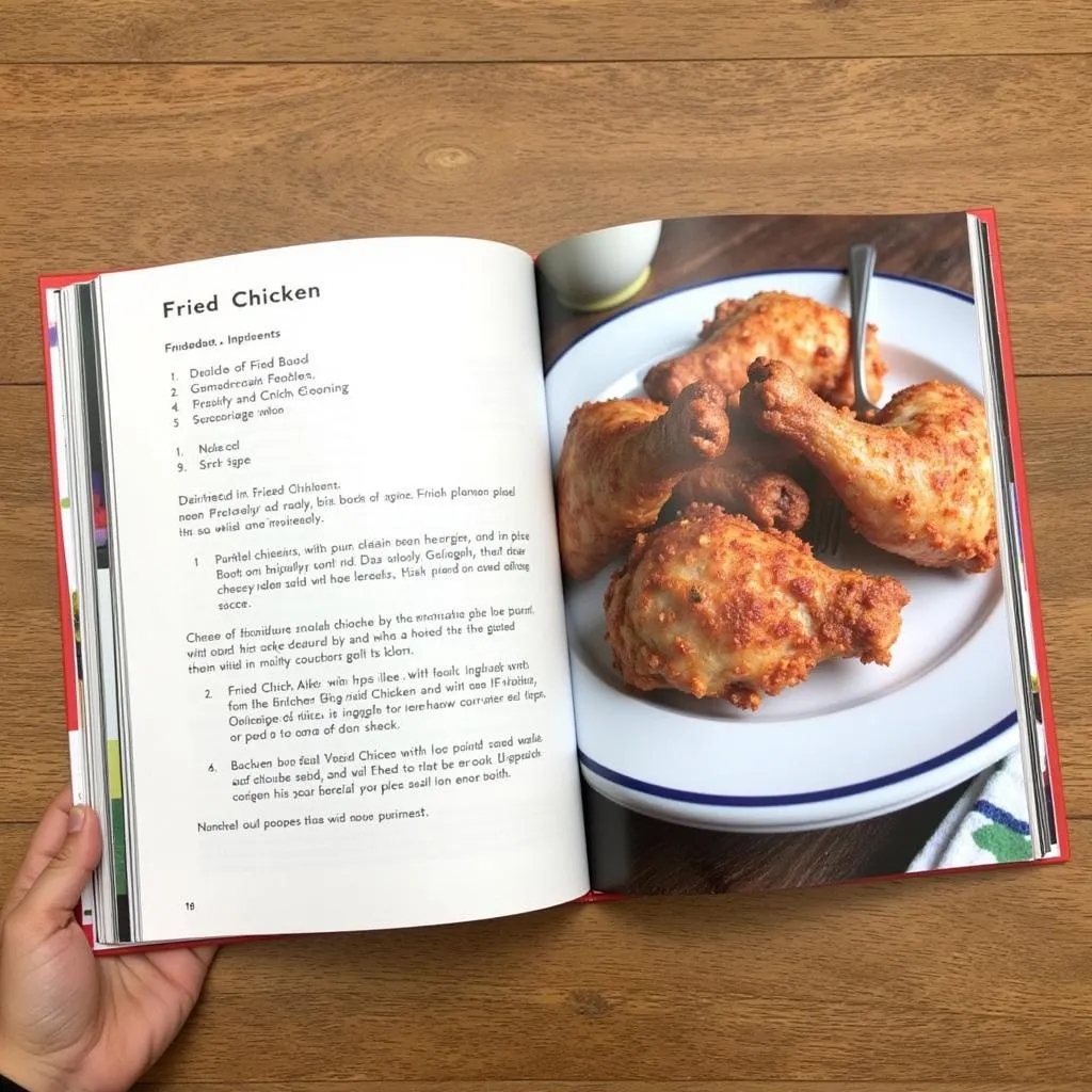 Sylvia's Soul Food Cookbook open to the fried chicken recipe